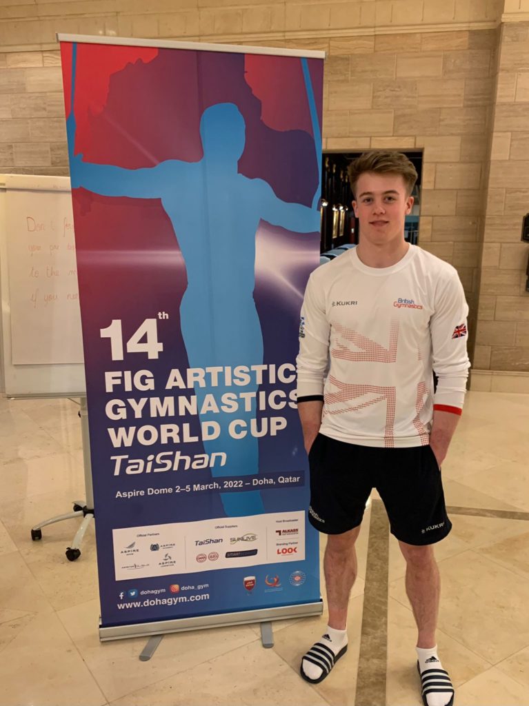 Luke Whitehouse at the 14th FIG World Cup in Doha, Qatar in March 2022